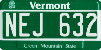 VT license plate NEJ632