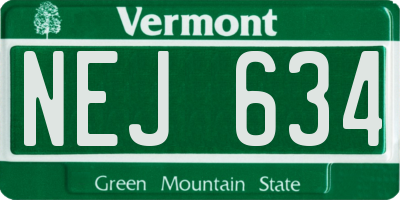 VT license plate NEJ634