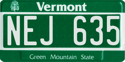 VT license plate NEJ635