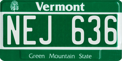 VT license plate NEJ636