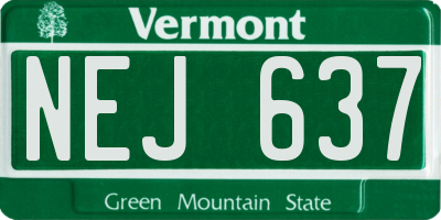VT license plate NEJ637
