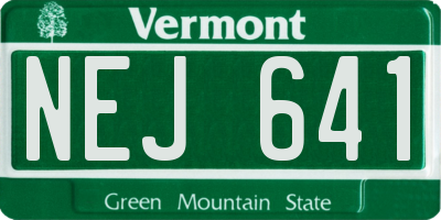 VT license plate NEJ641
