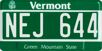 VT license plate NEJ644