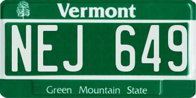 VT license plate NEJ649