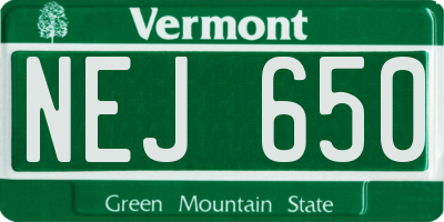 VT license plate NEJ650
