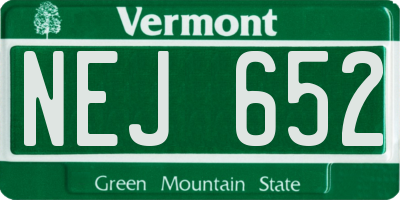 VT license plate NEJ652
