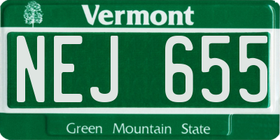 VT license plate NEJ655