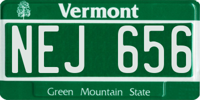 VT license plate NEJ656