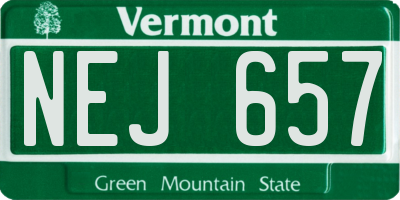 VT license plate NEJ657