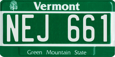 VT license plate NEJ661