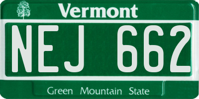 VT license plate NEJ662