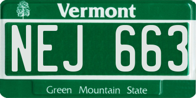 VT license plate NEJ663