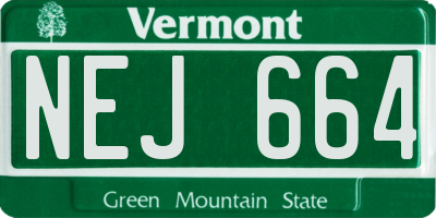 VT license plate NEJ664
