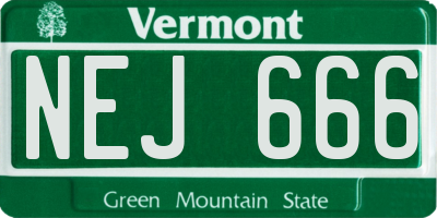 VT license plate NEJ666