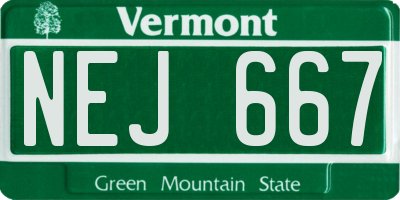 VT license plate NEJ667