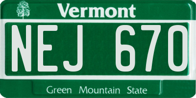 VT license plate NEJ670