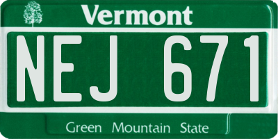VT license plate NEJ671