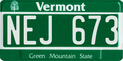 VT license plate NEJ673