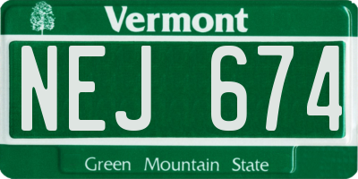 VT license plate NEJ674