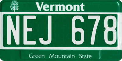 VT license plate NEJ678