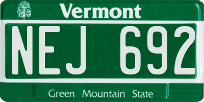 VT license plate NEJ692