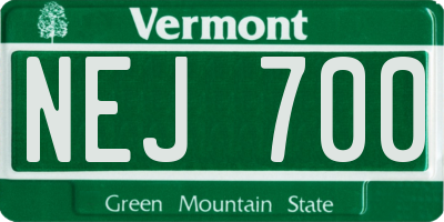 VT license plate NEJ700