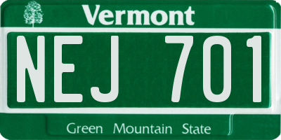 VT license plate NEJ701