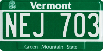 VT license plate NEJ703