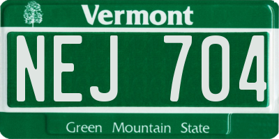 VT license plate NEJ704