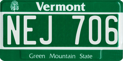 VT license plate NEJ706