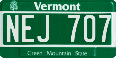 VT license plate NEJ707