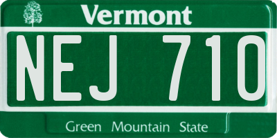 VT license plate NEJ710