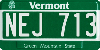 VT license plate NEJ713