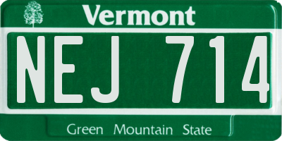 VT license plate NEJ714