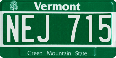 VT license plate NEJ715