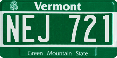 VT license plate NEJ721