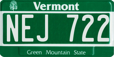 VT license plate NEJ722
