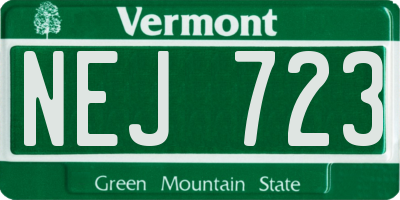 VT license plate NEJ723