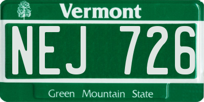 VT license plate NEJ726