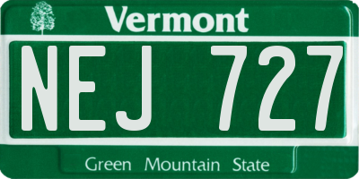 VT license plate NEJ727