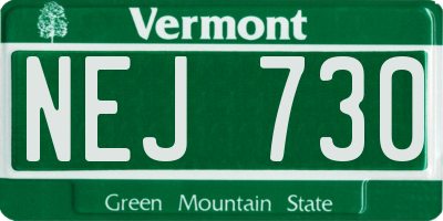 VT license plate NEJ730