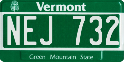 VT license plate NEJ732