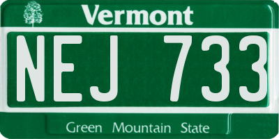 VT license plate NEJ733