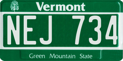VT license plate NEJ734