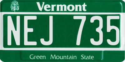 VT license plate NEJ735