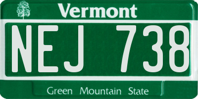 VT license plate NEJ738
