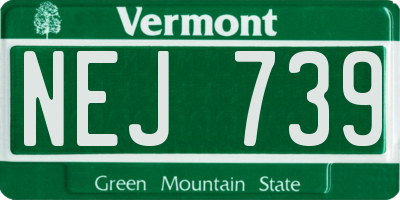 VT license plate NEJ739