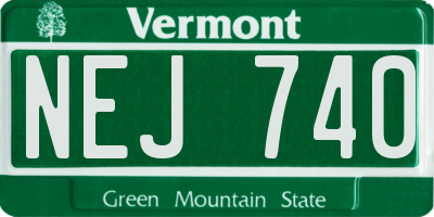 VT license plate NEJ740