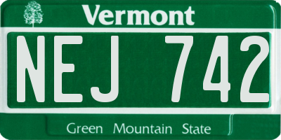 VT license plate NEJ742