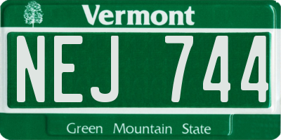 VT license plate NEJ744